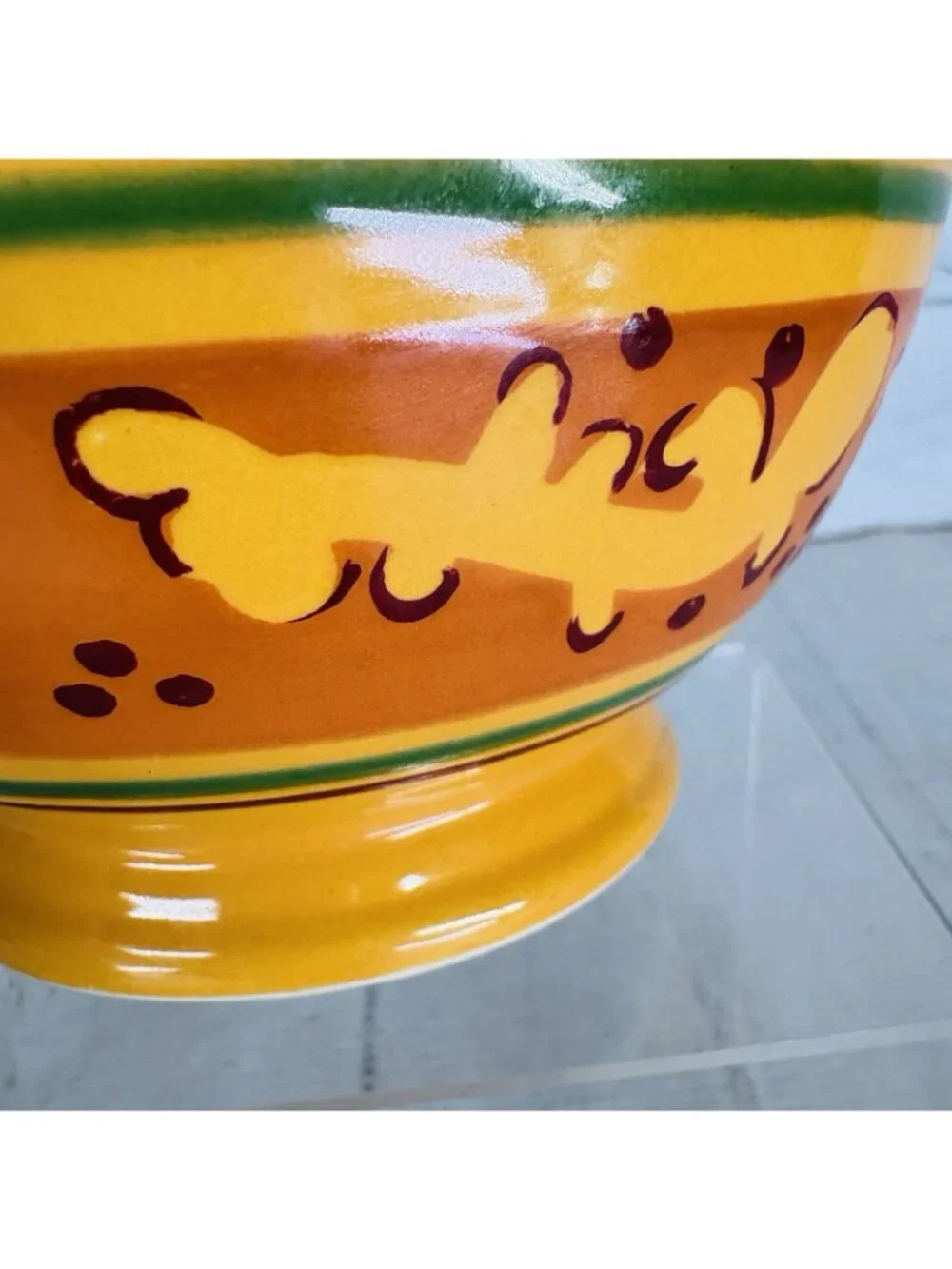 Celebrating Home TUSCAN Orange Yellow Stoneware Footed Soup Cereal Bowls Set 2